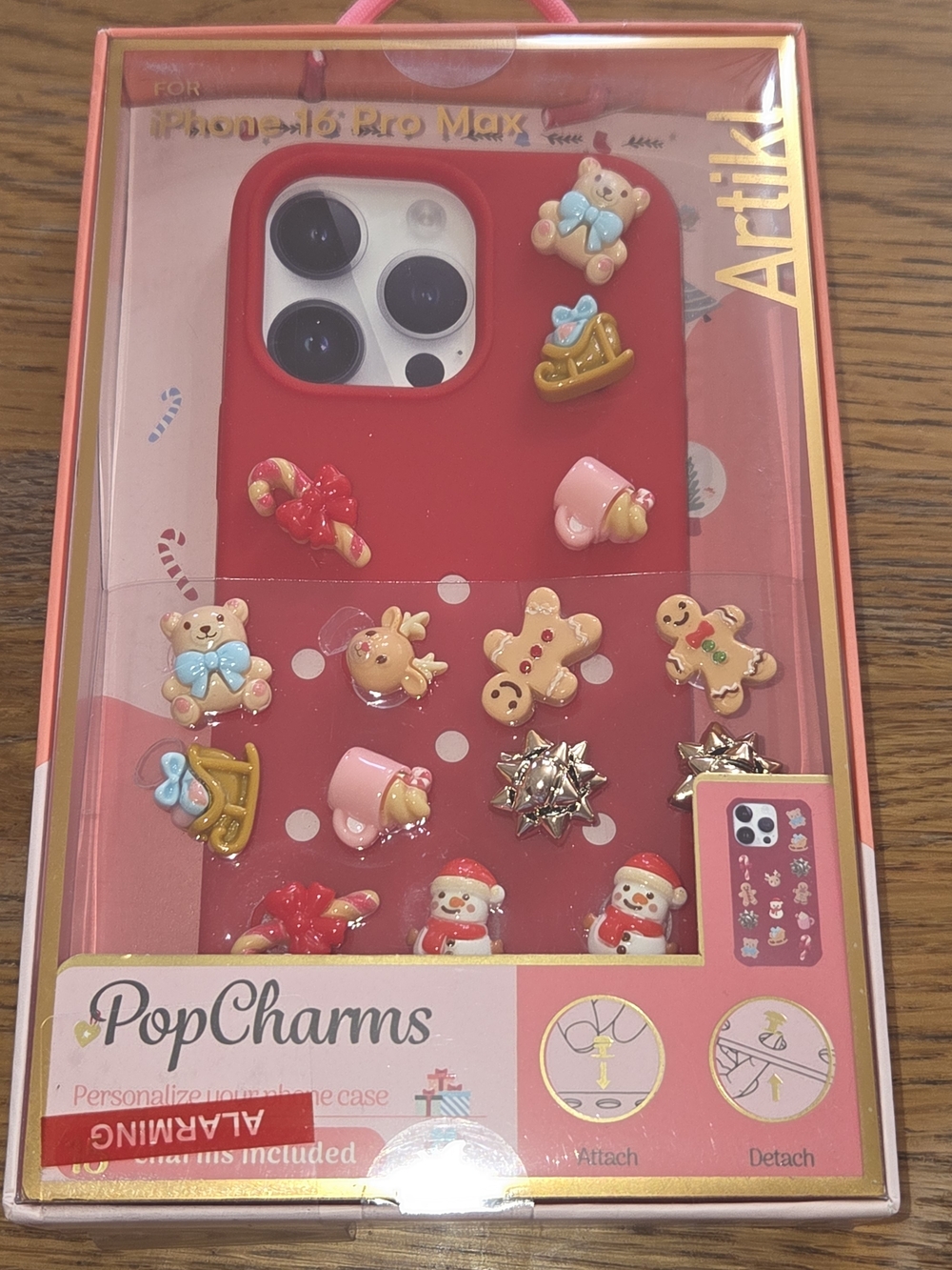 NIB, Red iPhone 16 Pro Max Case with Holiday Pop Charms. CP